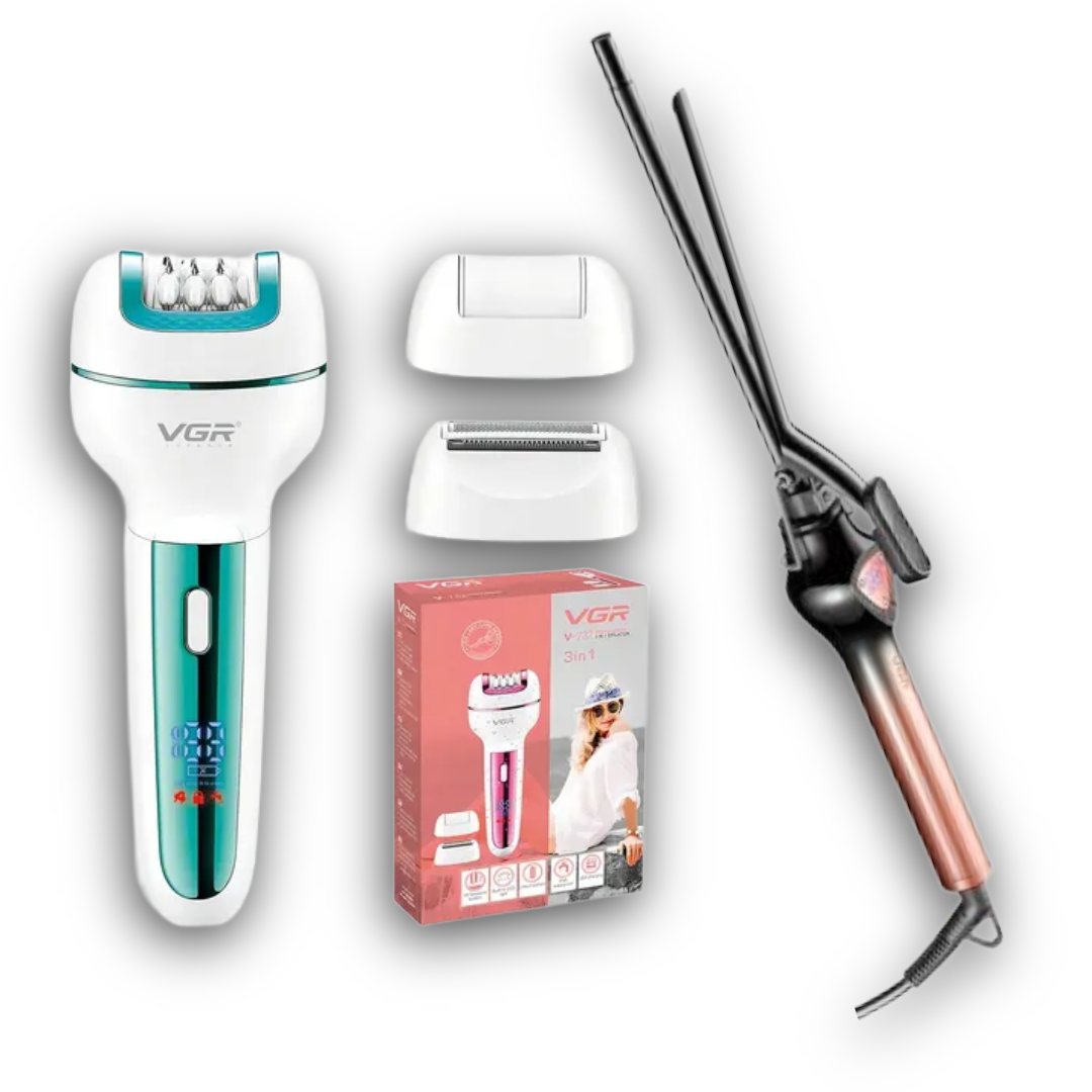 Combo Belleza VGR: Depiladora V-372 + Pinza Rizadora V-573