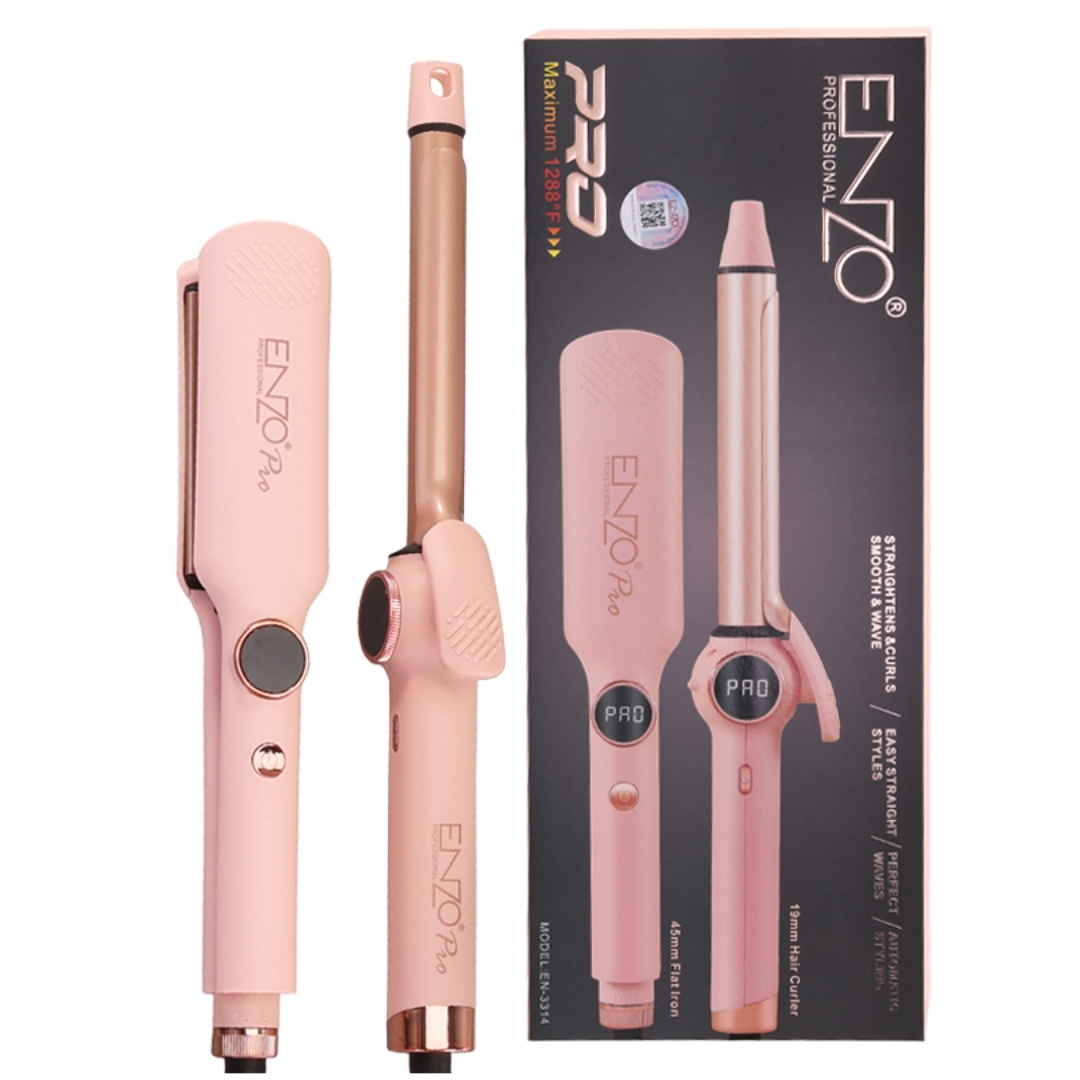 Combo Enzo - Alisadora + Rizador Pink Pro