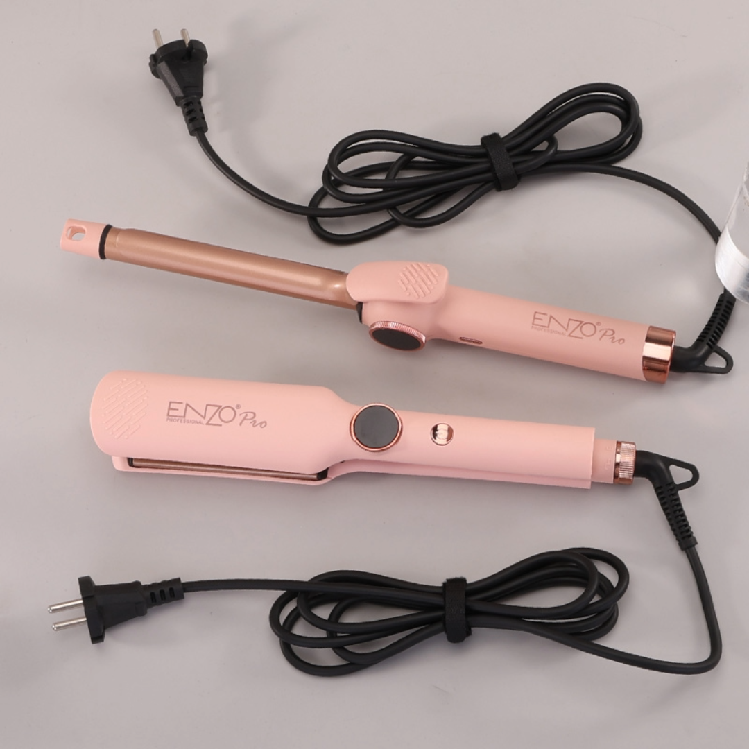 Combo Enzo - Alisadora + Rizador Pink Pro