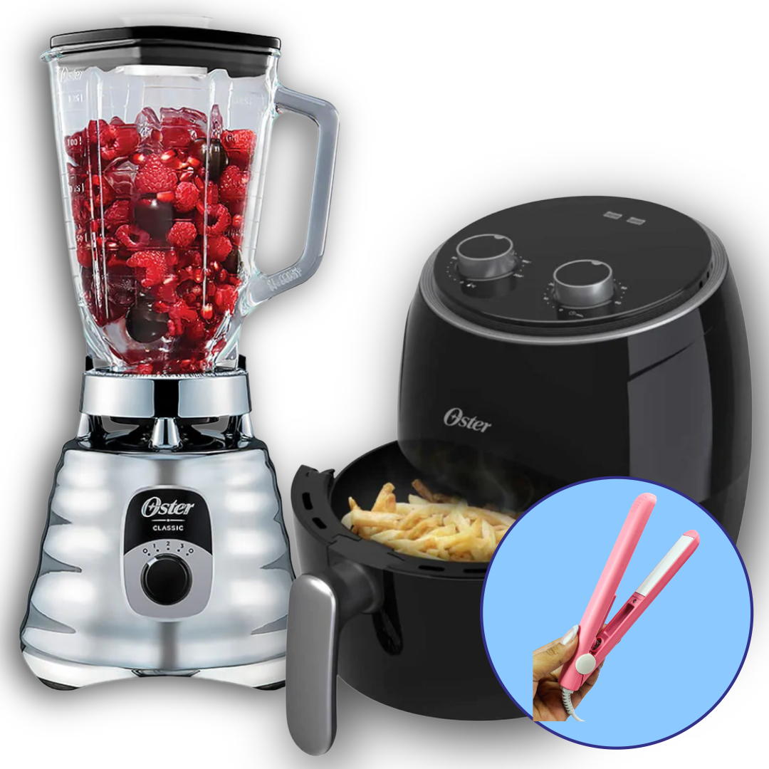 Súper Combo Cocina Oster - Licuadora 4655 + Freidora 3.8 Lts + Mini Plancha Viajera