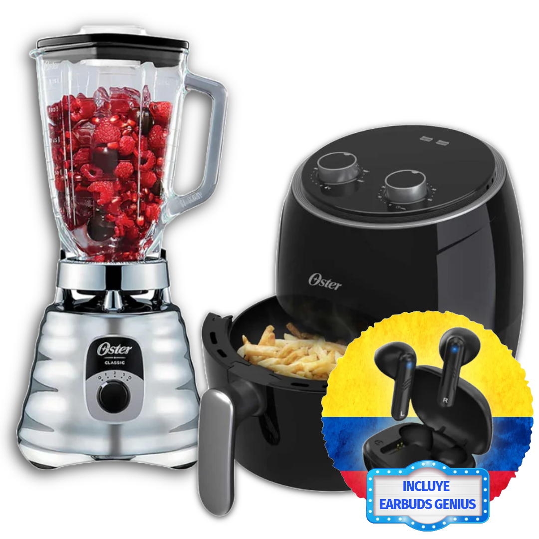 Súper Combo Cocina Oster - Licuadora 4655 + Freidora 3.8 Lts + Earbuds Genius