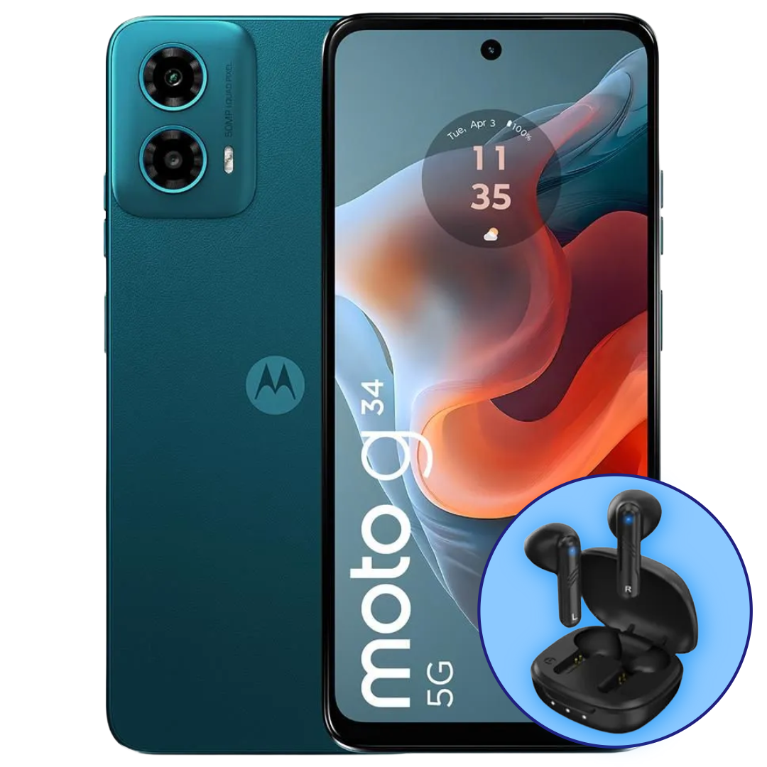 Celular Motorola - Moto G34 (256GB) + Earbuds Genius